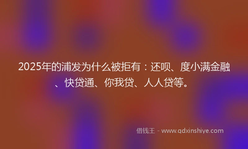 2025年的浦发为什么被拒有：还呗、度小满金融、快贷通、你我贷、人人贷等。