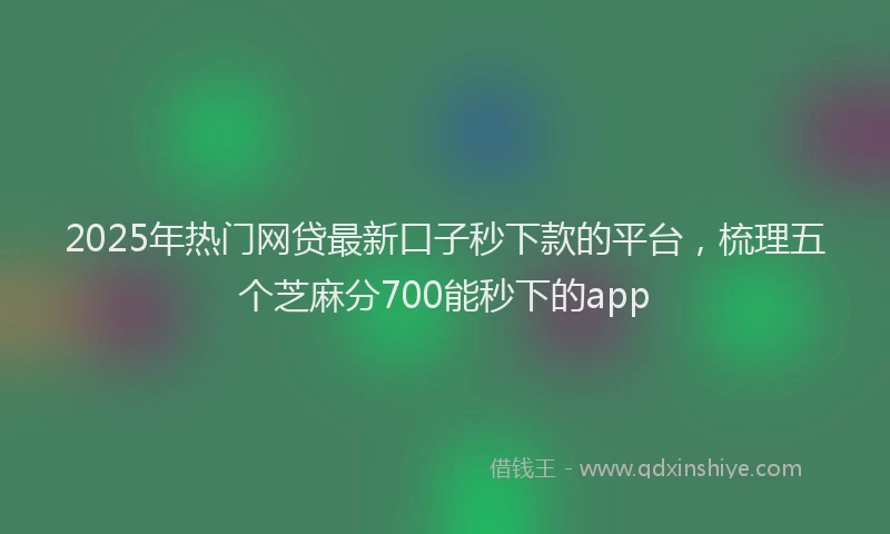 2025年热门网贷最新口子秒下款的平台，梳理五个芝麻分700能秒下的app