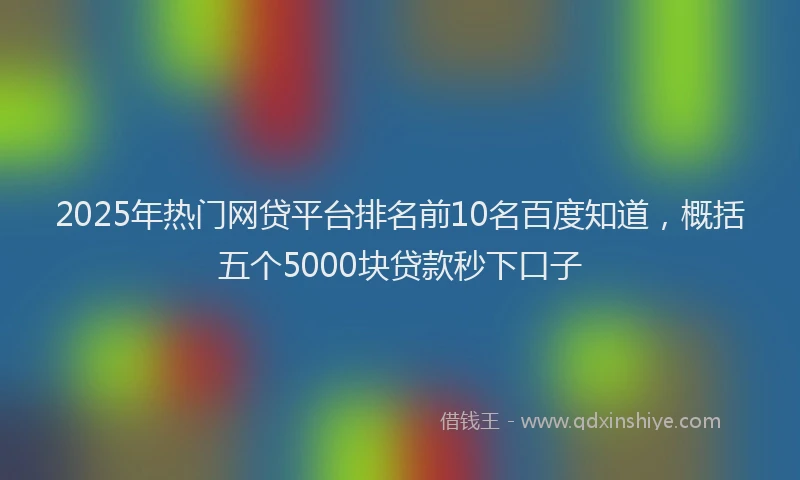2025年热门网贷平台排名前10名百度知道，概括五个5000块贷款秒下口子