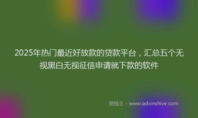 2025年热门最近好放款的贷款平台，汇总五个无视黑白无视征信申请就下款的软件