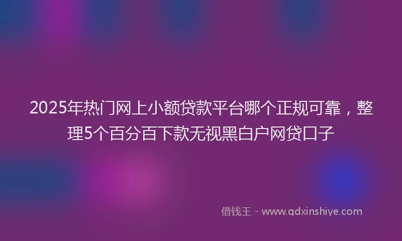 2025年热门网上小额贷款平台哪个正规可靠，整理5个百分百下款无视黑白户网贷口子
