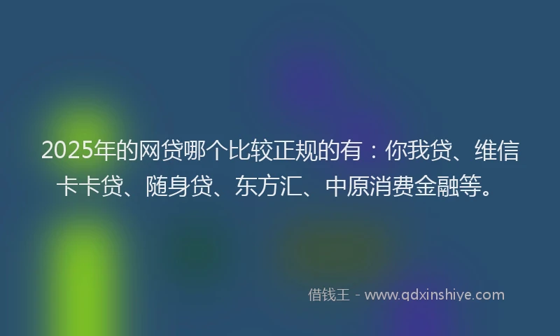 2025年的网贷哪个比较正规的有：你我贷、维信卡卡贷、随身贷、东方汇、中原消费金融等。