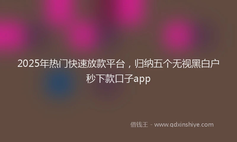 2025年热门快速放款平台，归纳五个无视黑白户秒下款口子app