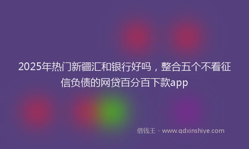 2025年热门新疆汇和银行好吗，整合五个不看征信负债的网贷百分百下款app