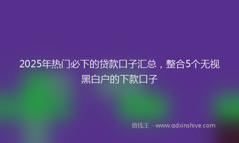 2025年热门必下的贷款口子汇总，整合5个无视黑白户的下款口子