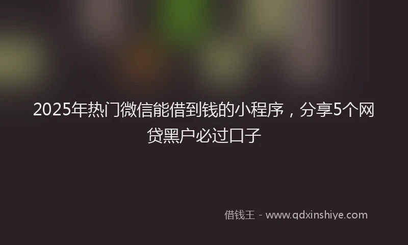 2025年热门微信能借到钱的小程序，分享5个网贷黑户必过口子