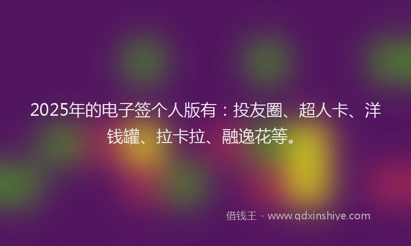 2025年的电子签个人版有：投友圈、超人卡、洋钱罐、拉卡拉、融逸花等。