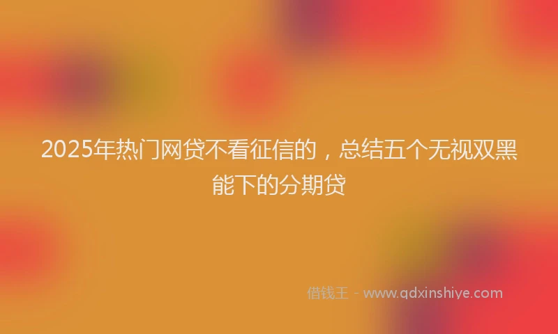 2025年热门网贷不看征信的，总结五个无视双黑能下的分期贷
