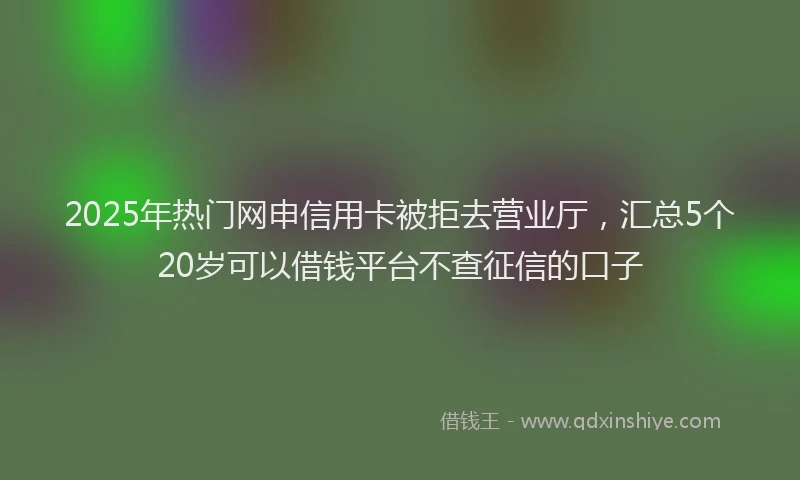 2025年热门网申信用卡被拒去营业厅，汇总5个20岁可以借钱平台不查征信的口子