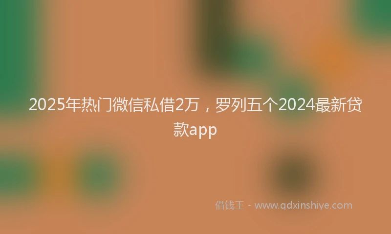 2025年热门微信私借2万，罗列五个2024最新贷款app