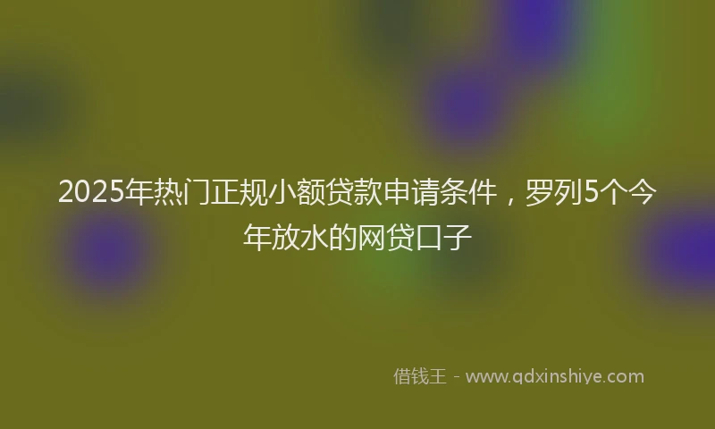 2025年热门正规小额贷款申请条件，罗列5个今年放水的网贷口子