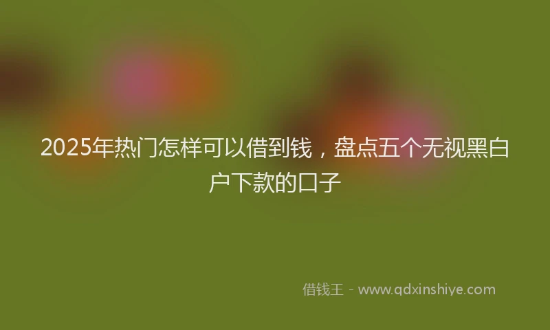 2025年热门怎样可以借到钱，盘点五个无视黑白户下款的口子