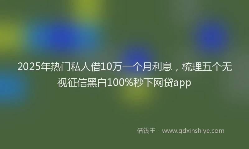 2025年热门私人借10万一个月利息，梳理五个无视征信黑白100%秒下网贷app
