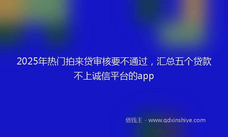 2025年热门拍来贷审核要不通过，汇总五个贷款不上诚信平台的app