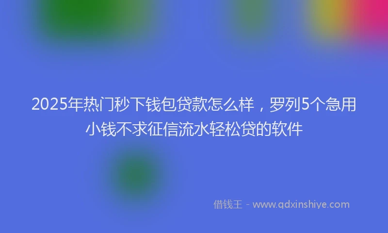 2025年热门秒下钱包贷款怎么样，罗列5个急用小钱不求征信流水轻松贷的软件