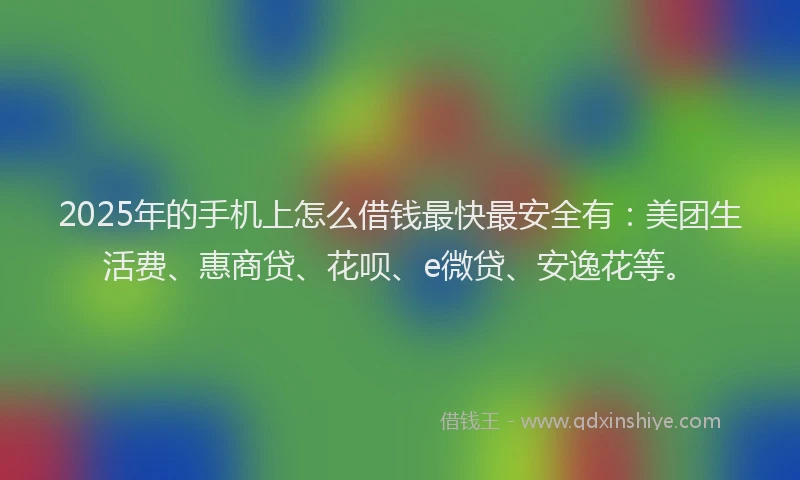 2025年的手机上怎么借钱最快最安全有：美团生活费、惠商贷、花呗、e微贷、安逸花等。