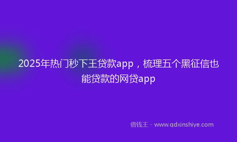2025年热门秒下王贷款app，梳理五个黑征信也能贷款的网贷app