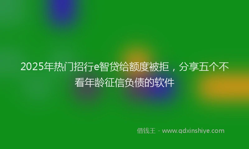 2025年热门招行e智贷给额度被拒，分享五个不看年龄征信负债的软件