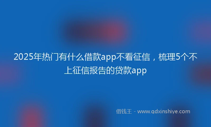 2025年热门有什么借款app不看征信，梳理5个不上征信报告的贷款app