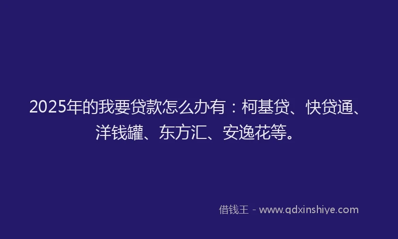 2025年的我要贷款怎么办有：柯基贷、快贷通、洋钱罐、东方汇、安逸花等。