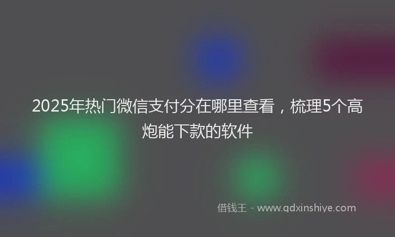 2025年热门微信支付分在哪里查看，梳理5个高炮能下款的软件