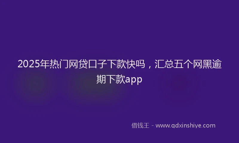 2025年热门网贷口子下款快吗，汇总五个网黑逾期下款app
