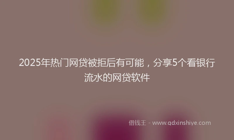 2025年热门网贷被拒后有可能，分享5个看银行流水的网贷软件