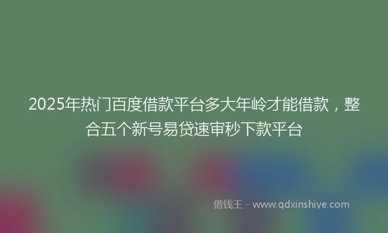 2025年热门百度借款平台多大年岭才能借款，整合五个新号易贷速审秒下款平台