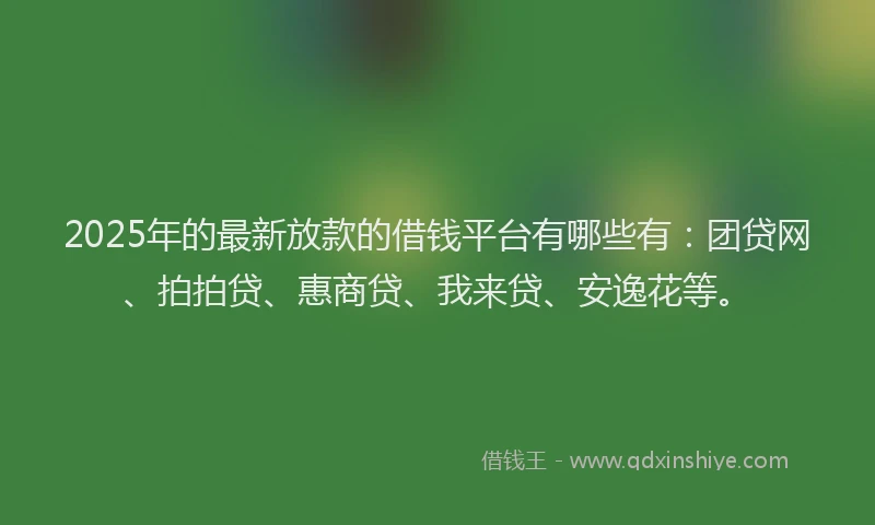2025年的最新放款的借钱平台有哪些有：团贷网、拍拍贷、惠商贷、我来贷、安逸花等。