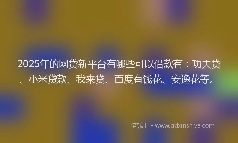 2025年的网贷新平台有哪些可以借款有：功夫贷、小米贷款、我来贷、百度有钱花、安逸花等。