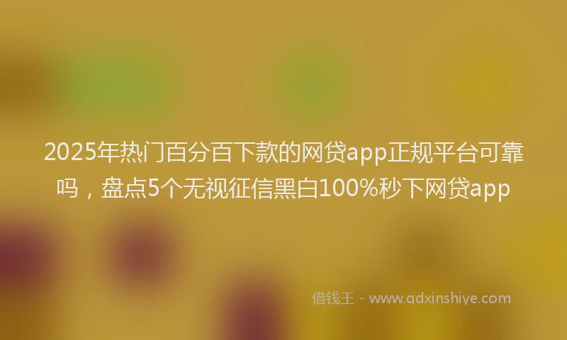 2025年热门百分百下款的网贷app正规平台可靠吗，盘点5个无视征信黑白100%秒下网贷app