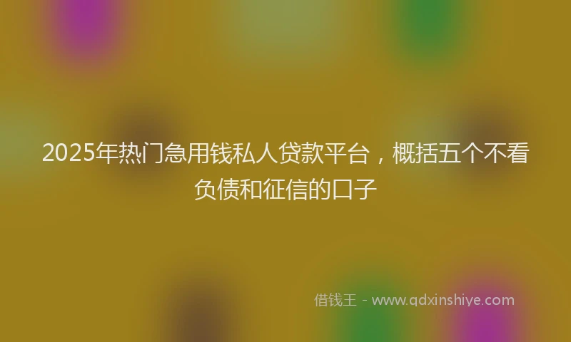 2025年热门急用钱私人贷款平台，概括五个不看负债和征信的口子