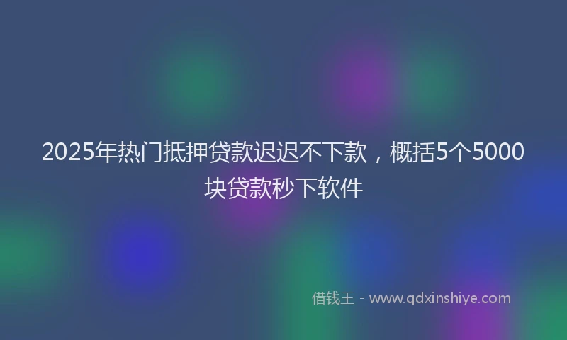 2025年热门抵押贷款迟迟不下款，概括5个5000块贷款秒下软件