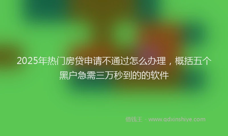 2025年热门房贷申请不通过怎么办理，概括五个黑户急需三万秒到的的软件