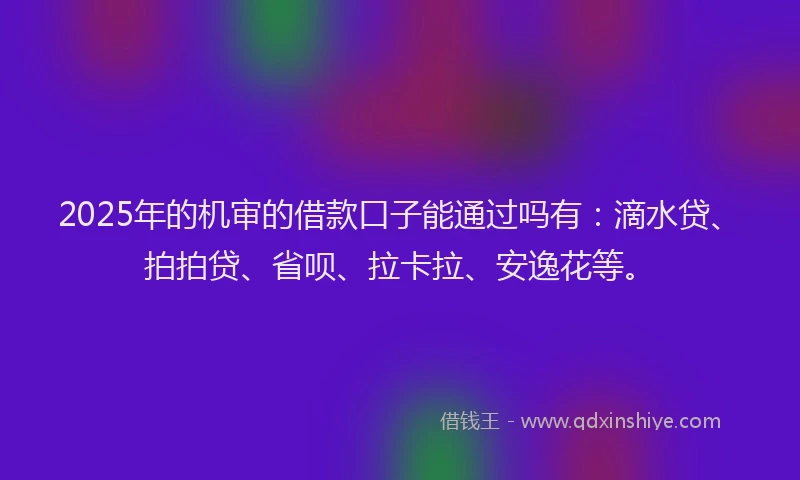 2025年的机审的借款口子能通过吗有：滴水贷、拍拍贷、省呗、拉卡拉、安逸花等。