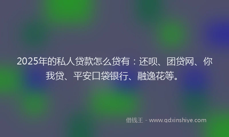2025年的私人贷款怎么贷有:还呗、团贷网、你我贷、平安口袋银行、融逸花等。