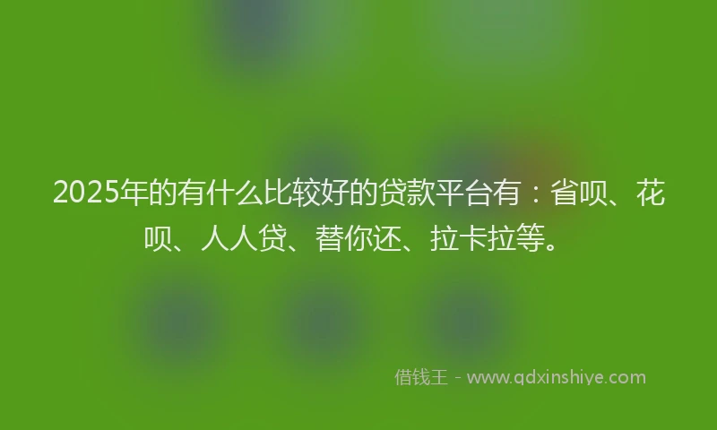 2025年的有什么比较好的贷款平台有：省呗、花呗、人人贷、替你还、拉卡拉等。