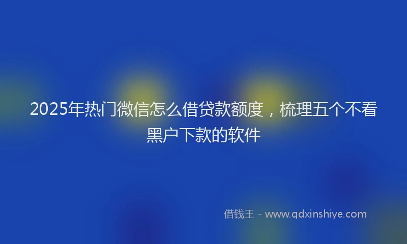 2025年热门微信怎么借贷款额度，梳理五个不看黑户下款的软件