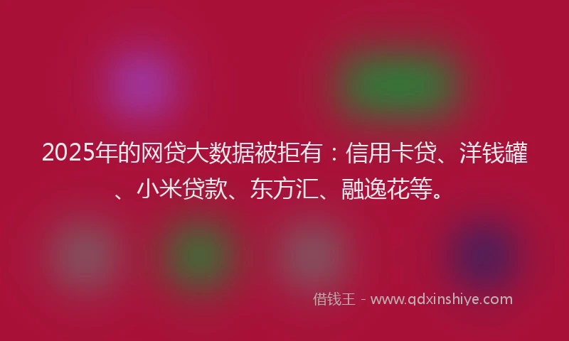 2025年的网贷大数据被拒有：信用卡贷、洋钱罐、小米贷款、东方汇、融逸花等。