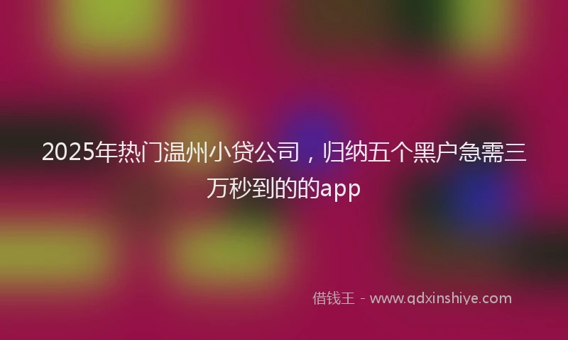 2025年热门温州小贷公司，归纳五个黑户急需三万秒到的的app