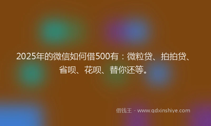 2025年的微信如何借500有：微粒贷、拍拍贷、省呗、花呗、替你还等。