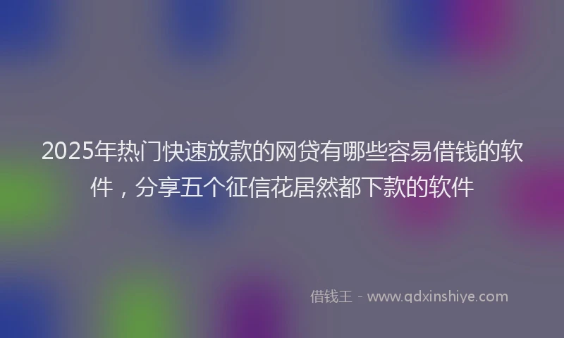 2025年热门快速放款的网贷有哪些容易借钱的软件，分享五个征信花居然都下款的软件