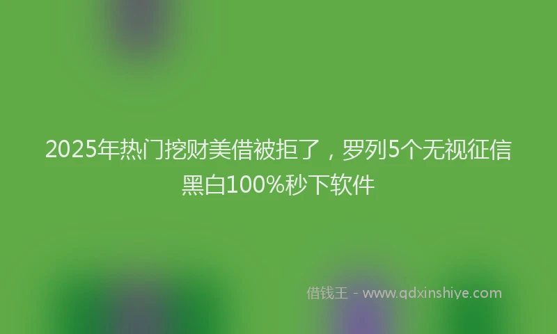 2025年热门挖财美借被拒了，罗列5个无视征信黑白100%秒下软件