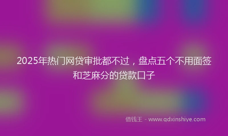 2025年热门网贷审批都不过，盘点五个不用面签和芝麻分的贷款口子