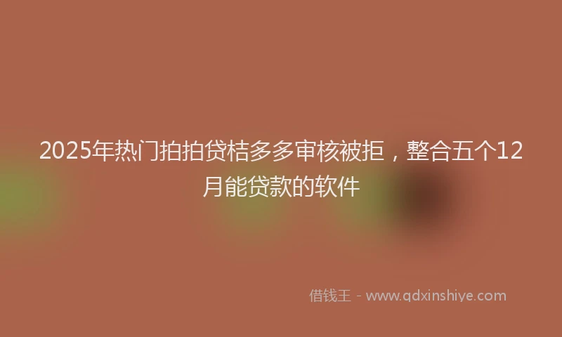 2025年热门拍拍贷桔多多审核被拒，整合五个12月能贷款的软件