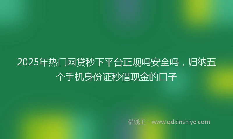 2025年热门网贷秒下平台正规吗安全吗，归纳五个手机身份证秒借现金的口子