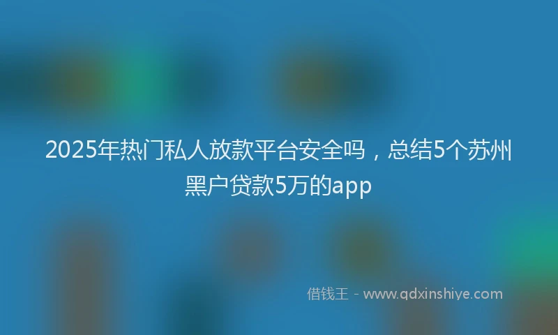 2025年热门私人放款平台安全吗，总结5个苏州黑户贷款5万的app
