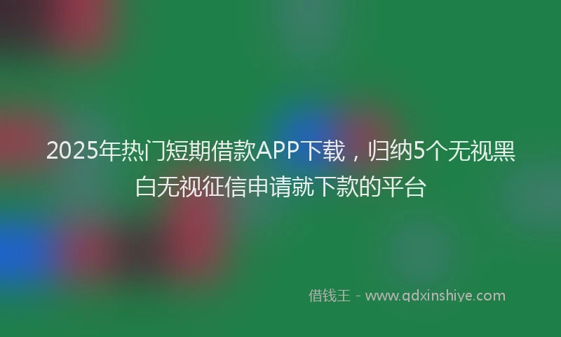 2025年热门短期借款APP下载，归纳5个无视黑白无视征信申请就下款的平台