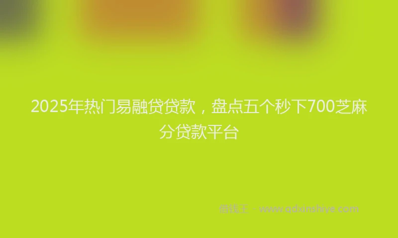 2025年热门易融贷贷款，盘点五个秒下700芝麻分贷款平台