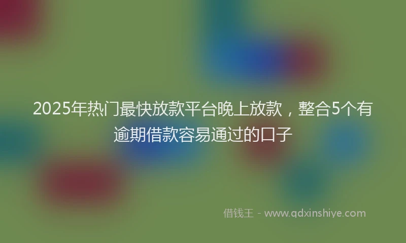 2025年热门最快放款平台晚上放款，整合5个有逾期借款容易通过的口子